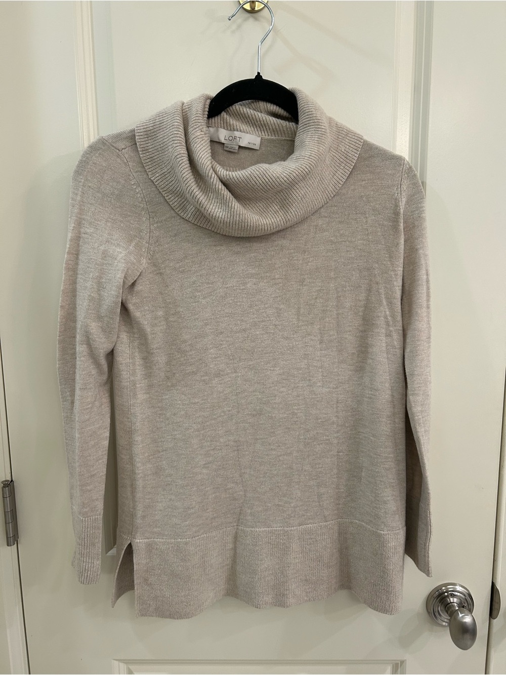 LOFT Light Beige Cowl Neck Sweater